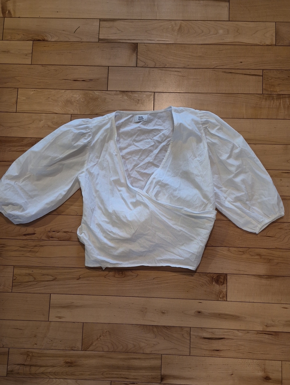 Little Moon Women's Size Small White Wrap Blouse